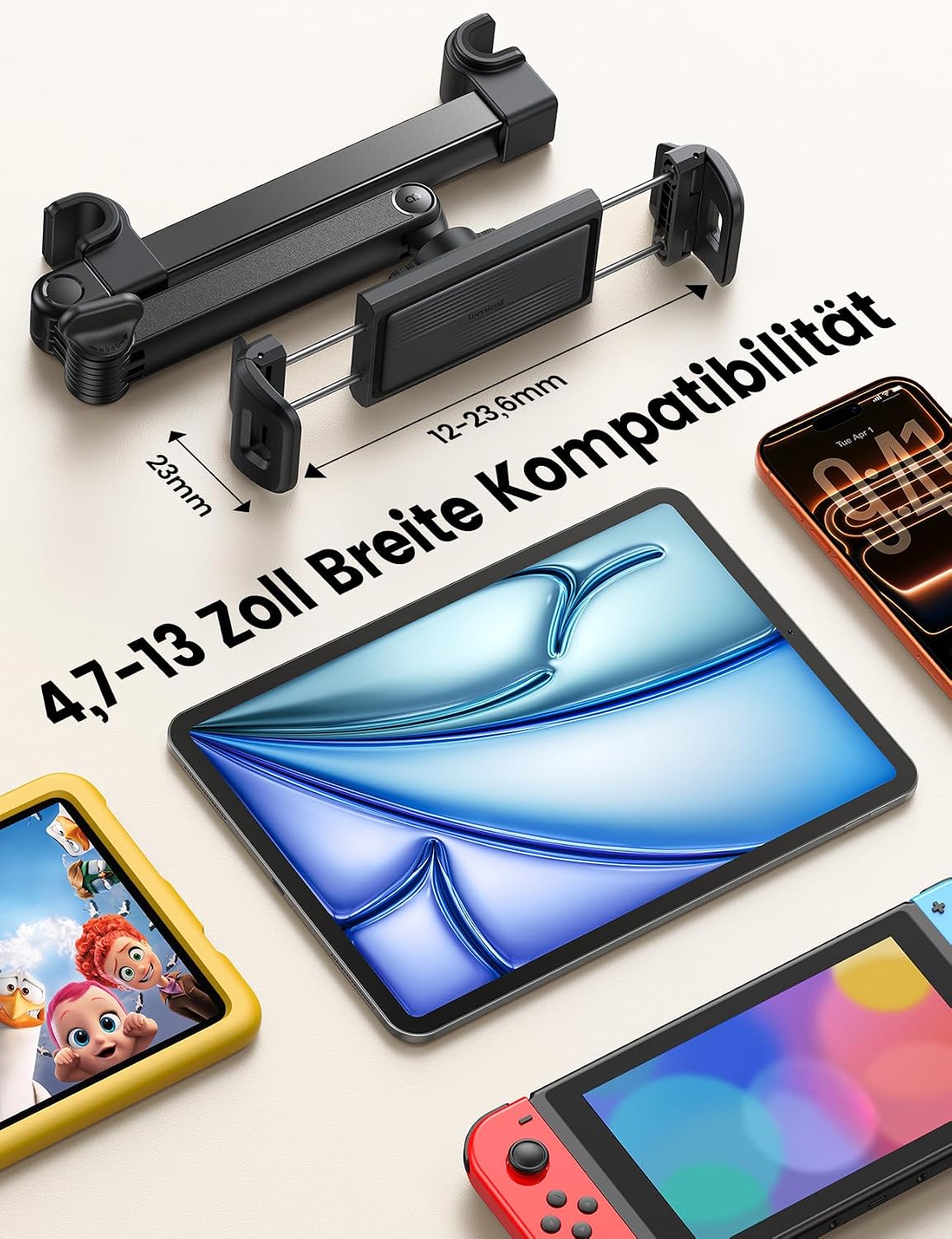 Detalle de Lamicall Tablet Halterung Auto Kopfstütze – ausziehbare, 360° drehbare Tablet-Halterung für Auto