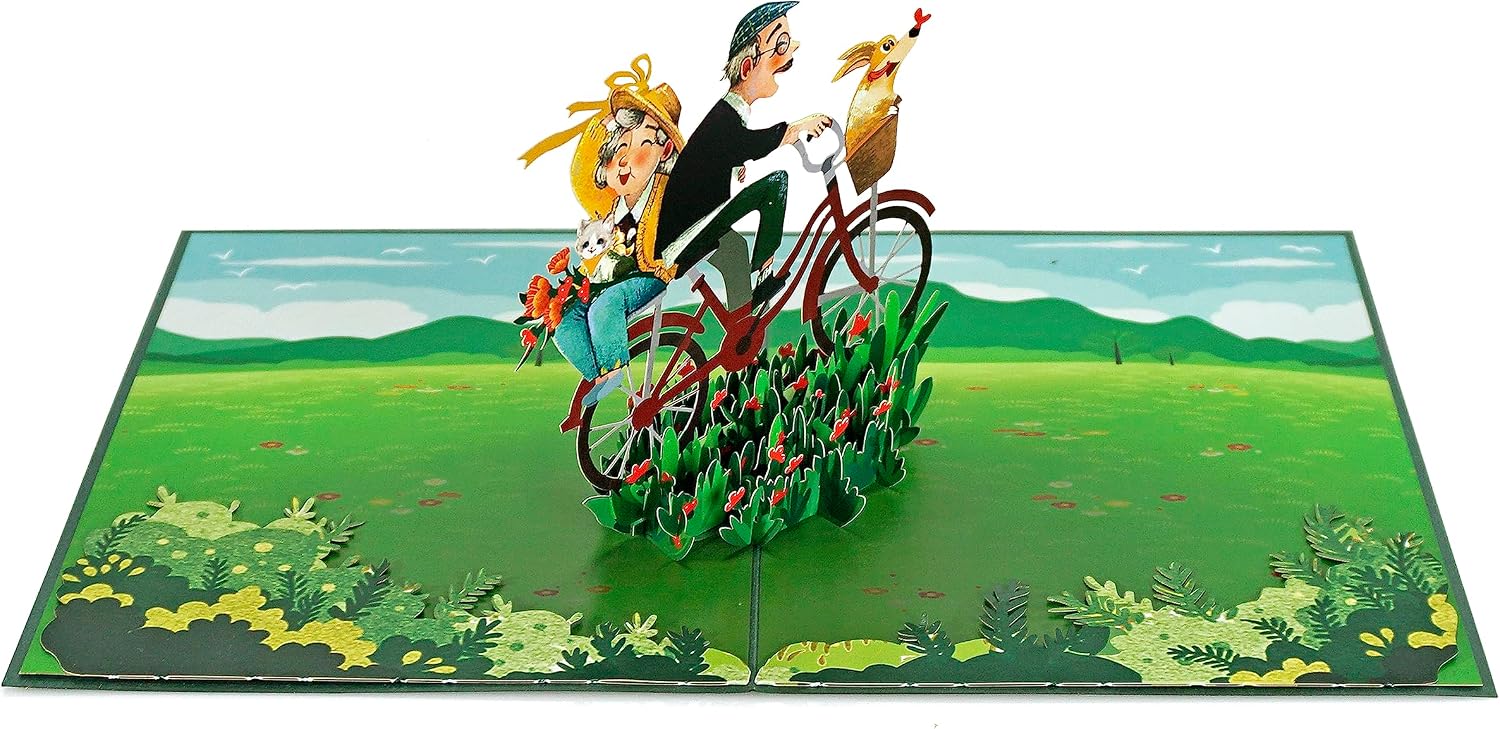 Detalle de CUTPOPUP Pop-Up-Jubiläumskarte „Old Couple“ – 3D-Karte zum Hochzeitstag, Geburtstag & Valentinstag