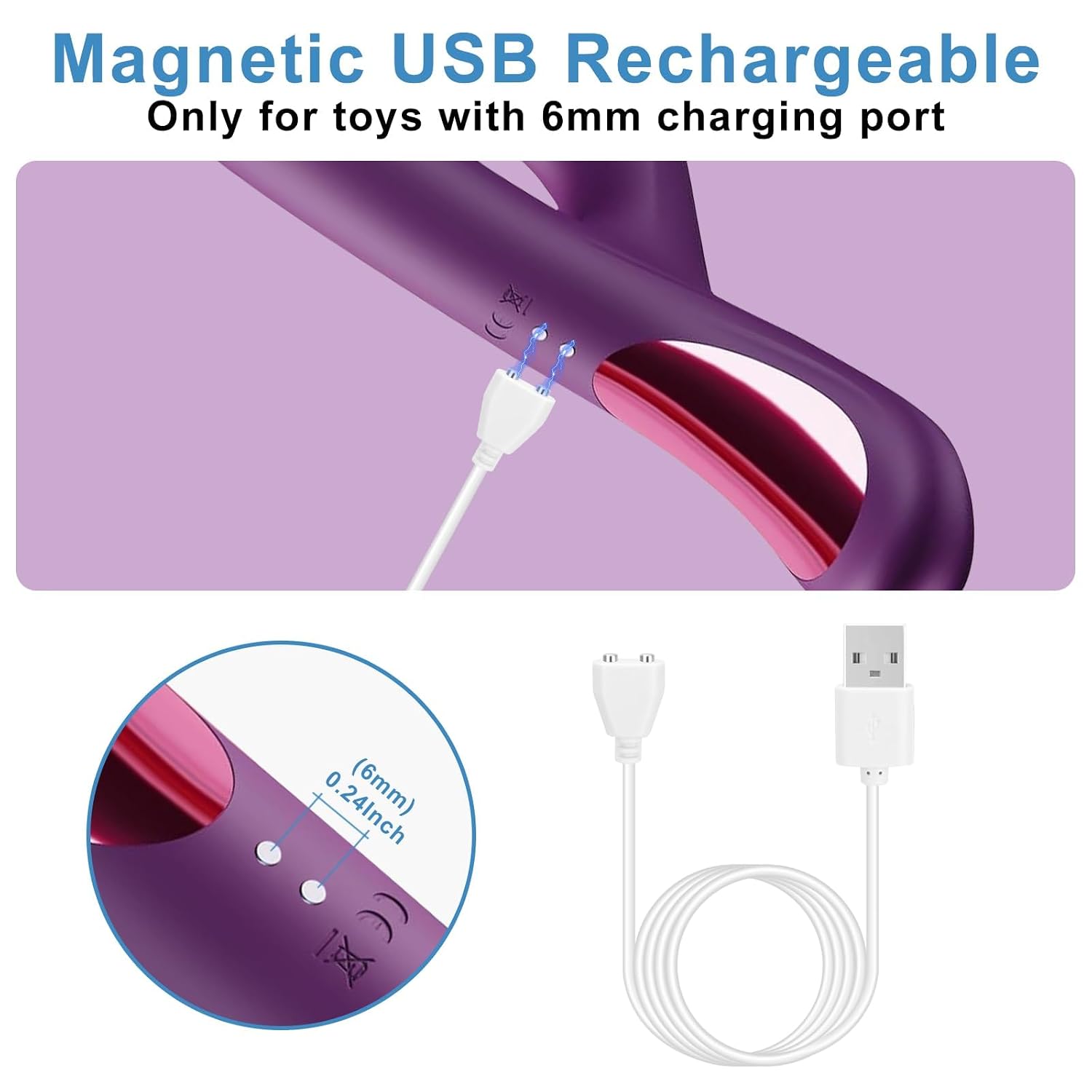 Detalle de EGK 6MM Magnetic USB DC Charger Cable 2.7ft – Replacement Charging Cord