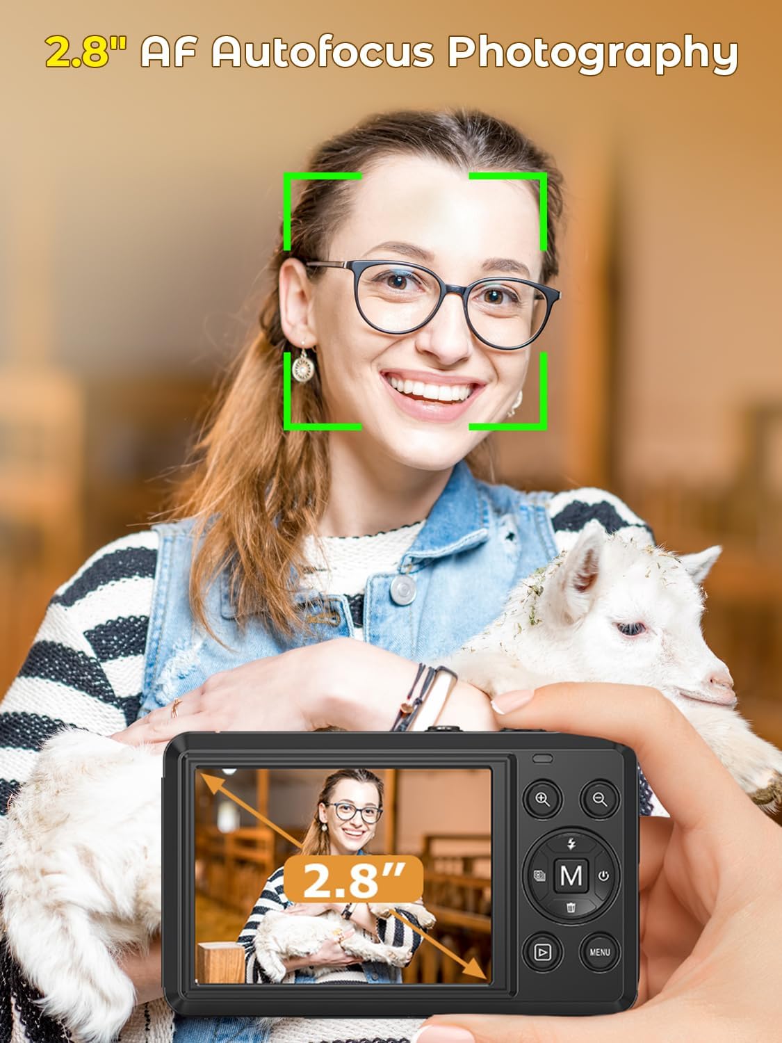 Detalle de Digitalkamera 4K 64MP – kompakte Autofokus-Kamera mit 2,8 Zoll, Macro, Webcam-Funktion & 1200 mAh Akku