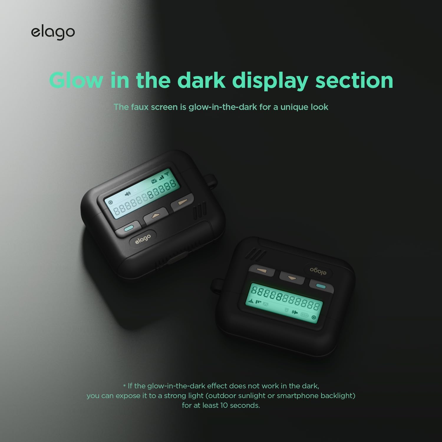 Detalle 2 de elago Coque Pager pour étui AirPods 4 (étui AirPods 4) – mousqueton inclus, silicone résistant aux chocs, noir
