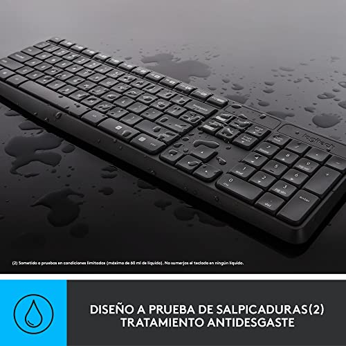 Detalle de Logitech MK235 Combo: Teclado y Ratón Inalámbricos para Windows, conectividad 2,4 GHz y batería de larga duración