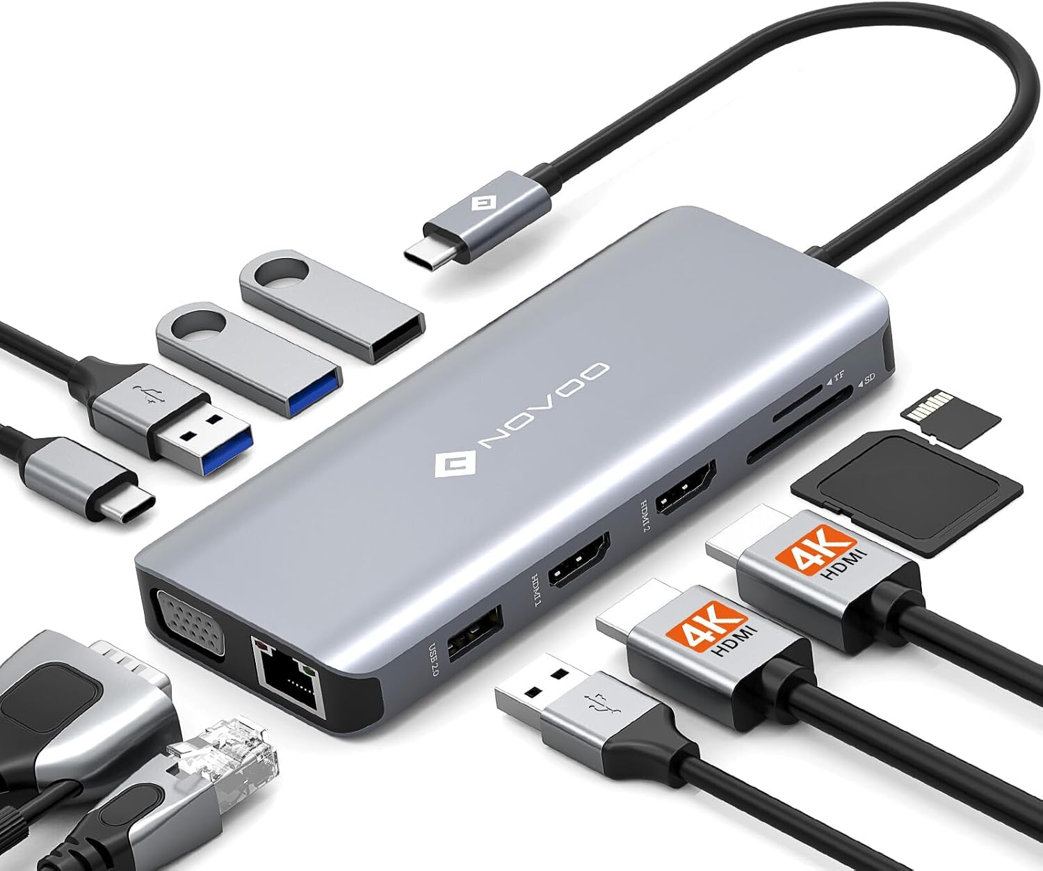 Detalle de NOVOO RM11 USB C Docking Station 100W ⚡