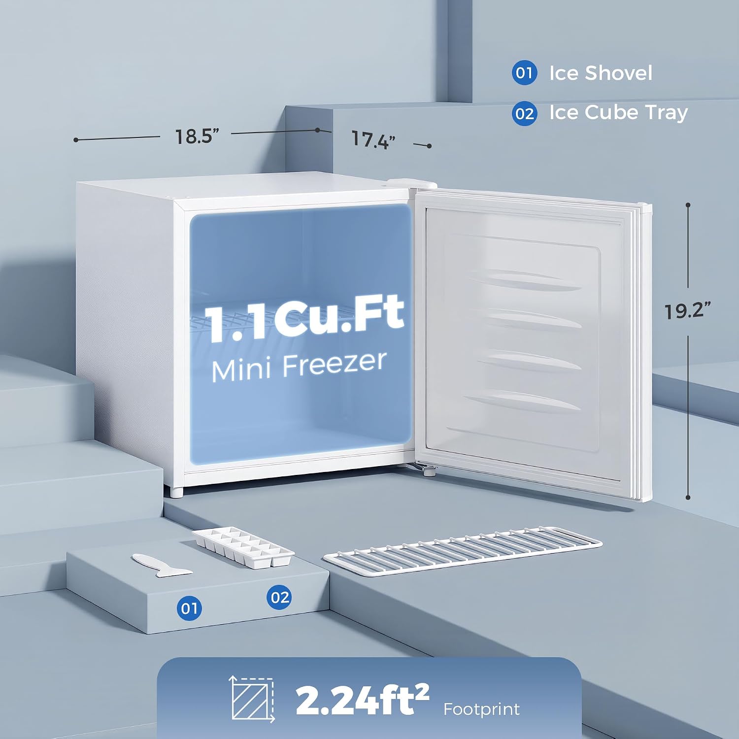 Thumbnail 6 de HOMCOM 800-127V80WT Mini Freezer, 1.1 Cu. Ft., Reversible Door