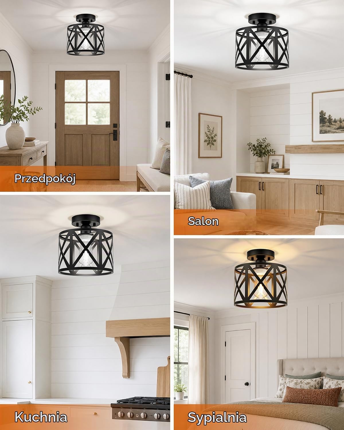 Thumbnail 6 de BLNAN 00 316 – lampa sufitowa E27, czarny metalowy klosz typu klatka, 22 cm