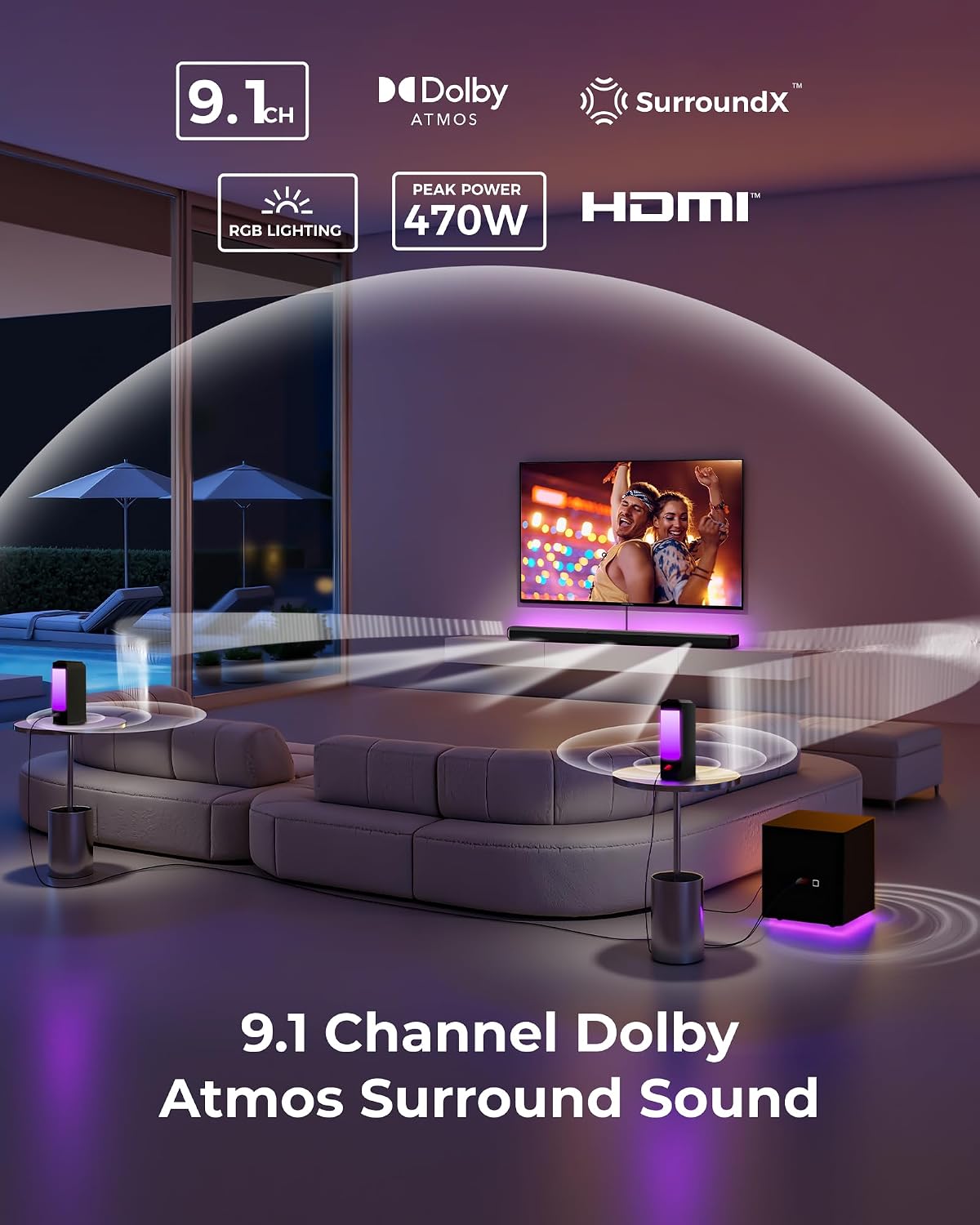 Detalle de ULTIMEA U3820 Apollo S90 9.1-Channel Surround Sound System with Dolby Atmos