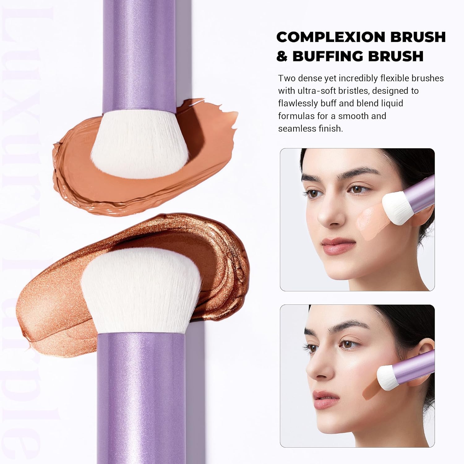 Detalle de Jessup Pinceaux Maquillages Lot de 4 Pinceaux Kabuki Visage – Fibre Synthétique Premium Sans Cruauté ( Violet T517 )