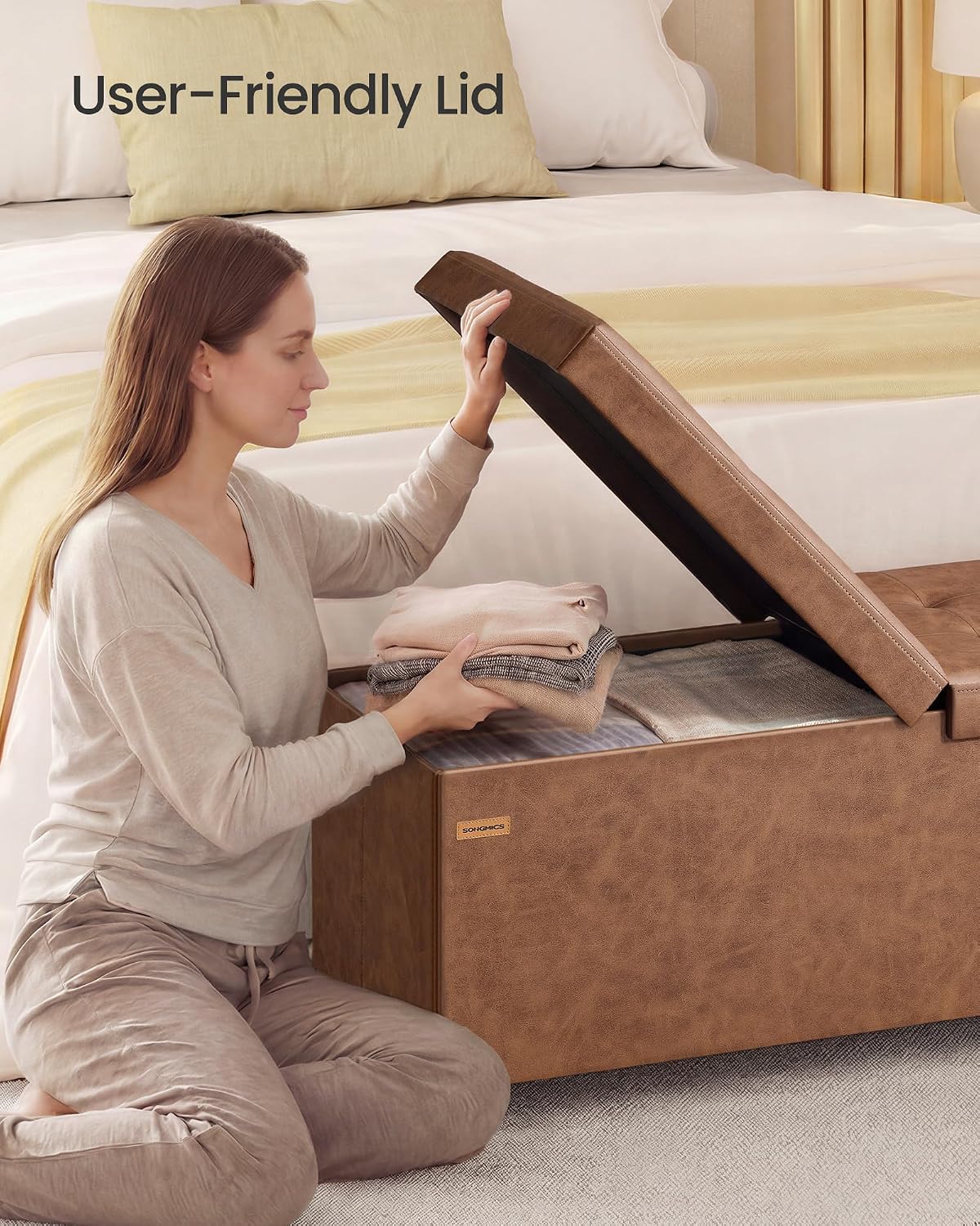 Detalle de SONGMICS Storage Ottoman Bench, PU Leather