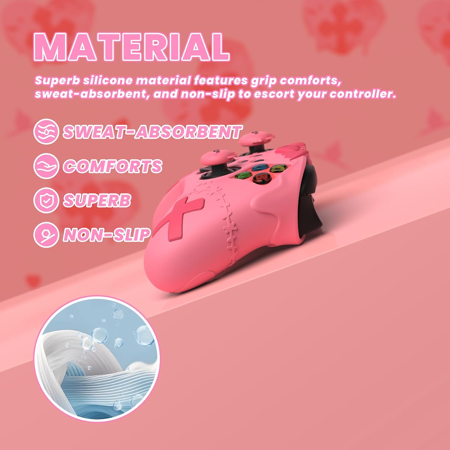 Detalle de PlayVital Gothic Imp Silicone Skin for Xbox Series X & S Controller (Peach Pink)