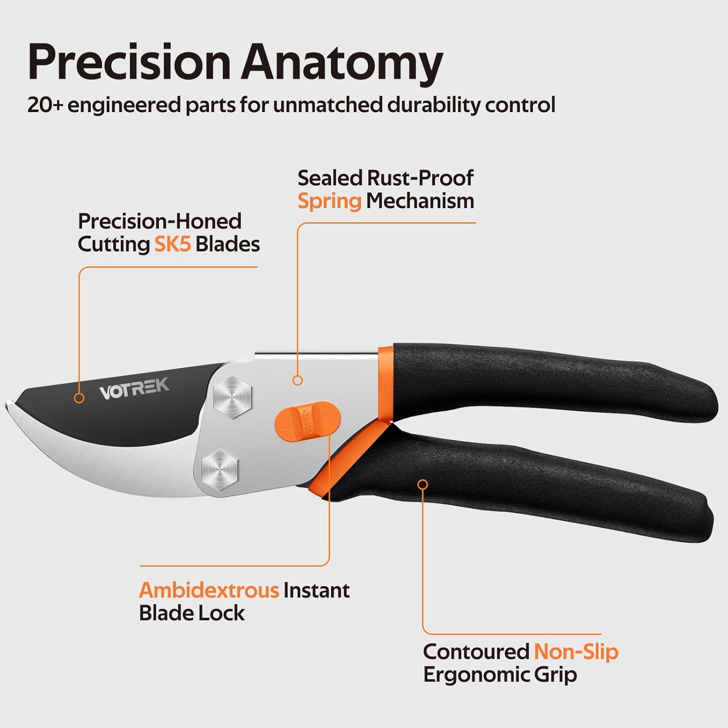Thumbnail 6 de VOTREK Bypass Secateurs 8.5" SK5 steel blade ✂