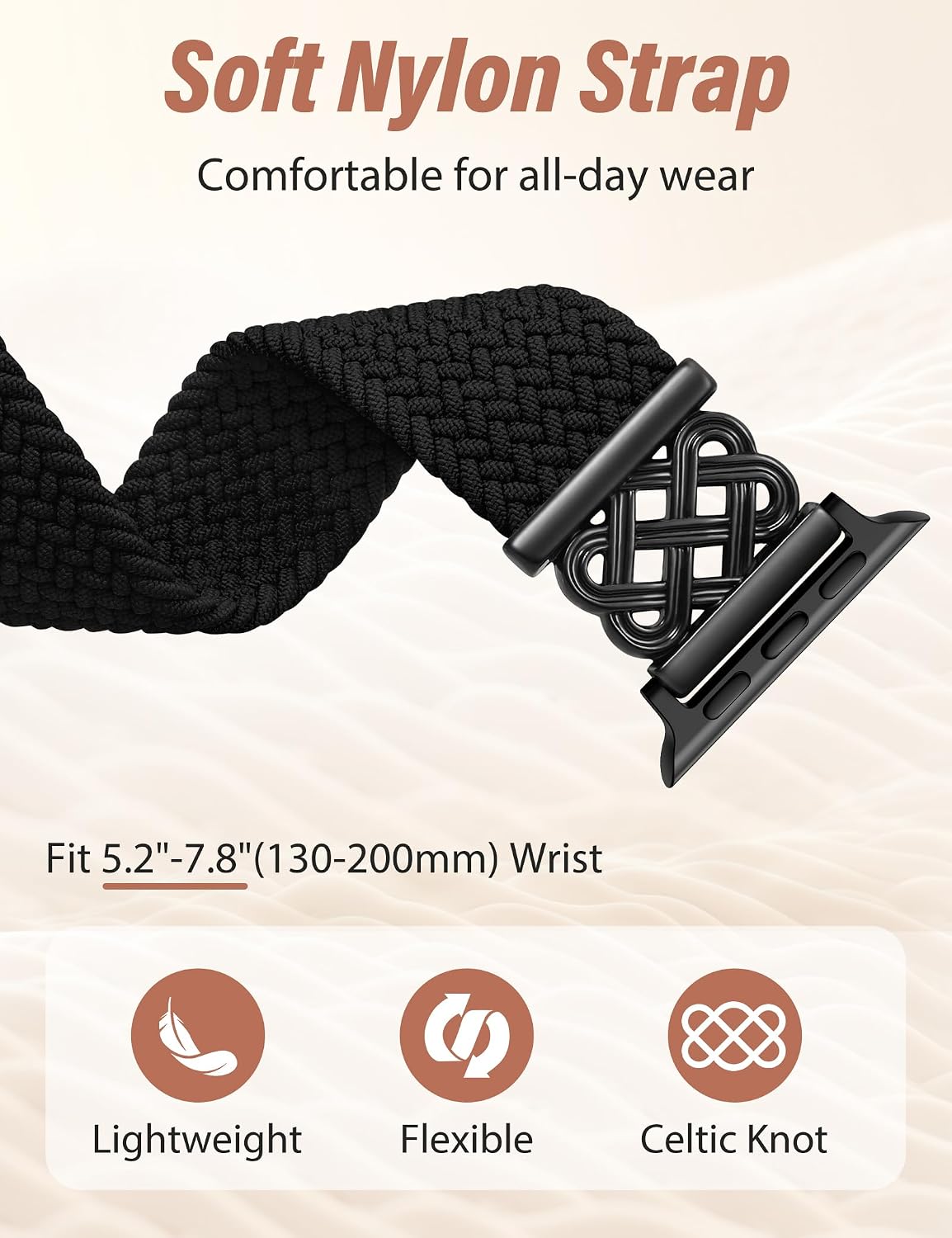 Thumbnail 1 de TOYOUTHS Braided Magnetic Band for Apple Watch (38/40/41/42/44/45/46/49mm) — Celtic stretch nylon with adjustable magnetic clasp