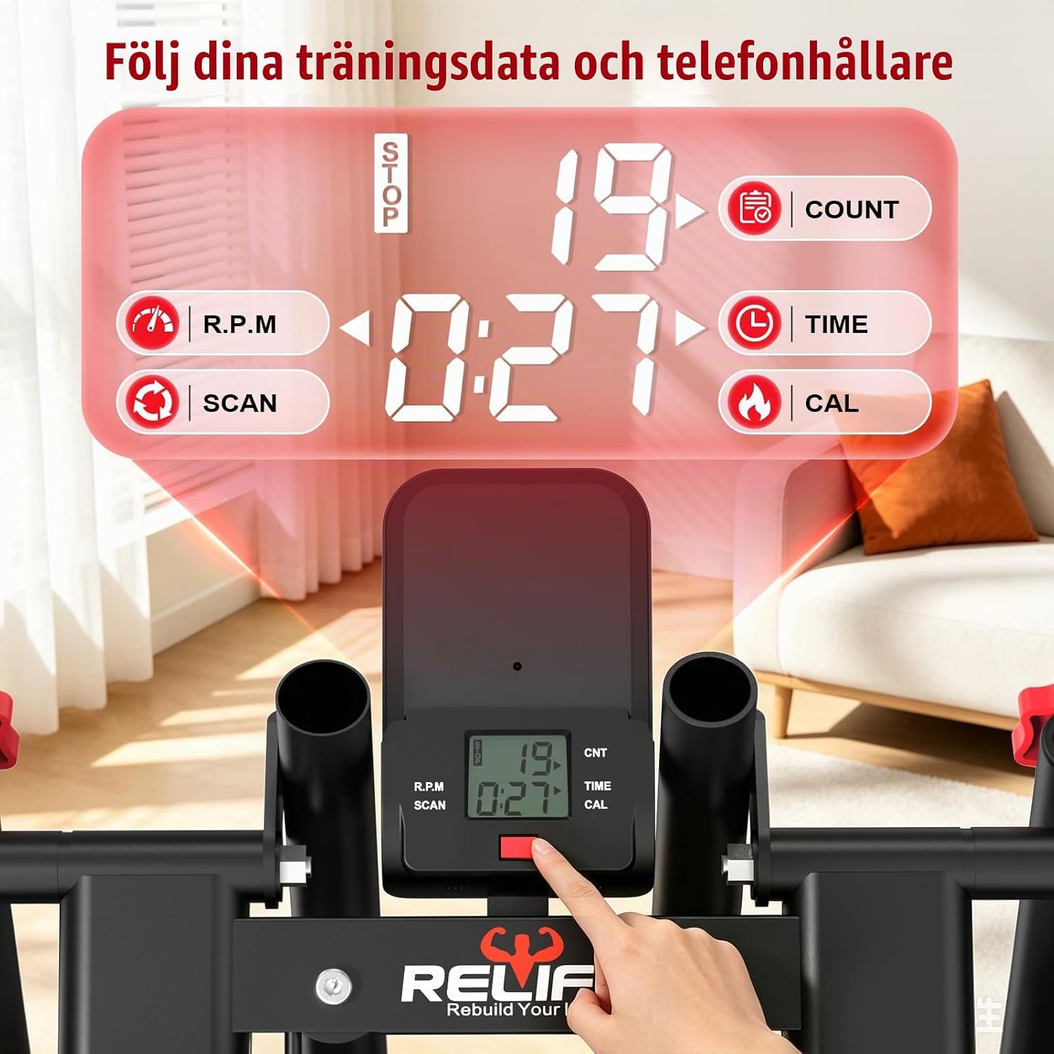 Thumbnail 6 de RELIFE REBUILD YOUR LIFE JL-CT03 trappmaskin med justerbart motstånd