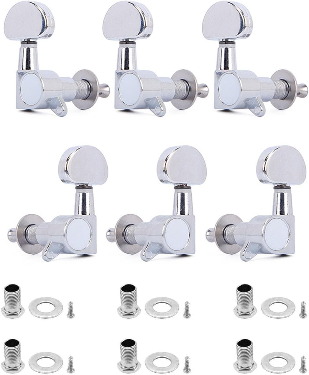 Detalle de Zfyopr 6-Piece Locking Guitar Tuners, 3L3R Enclosed Zinc Alloy Machine Heads