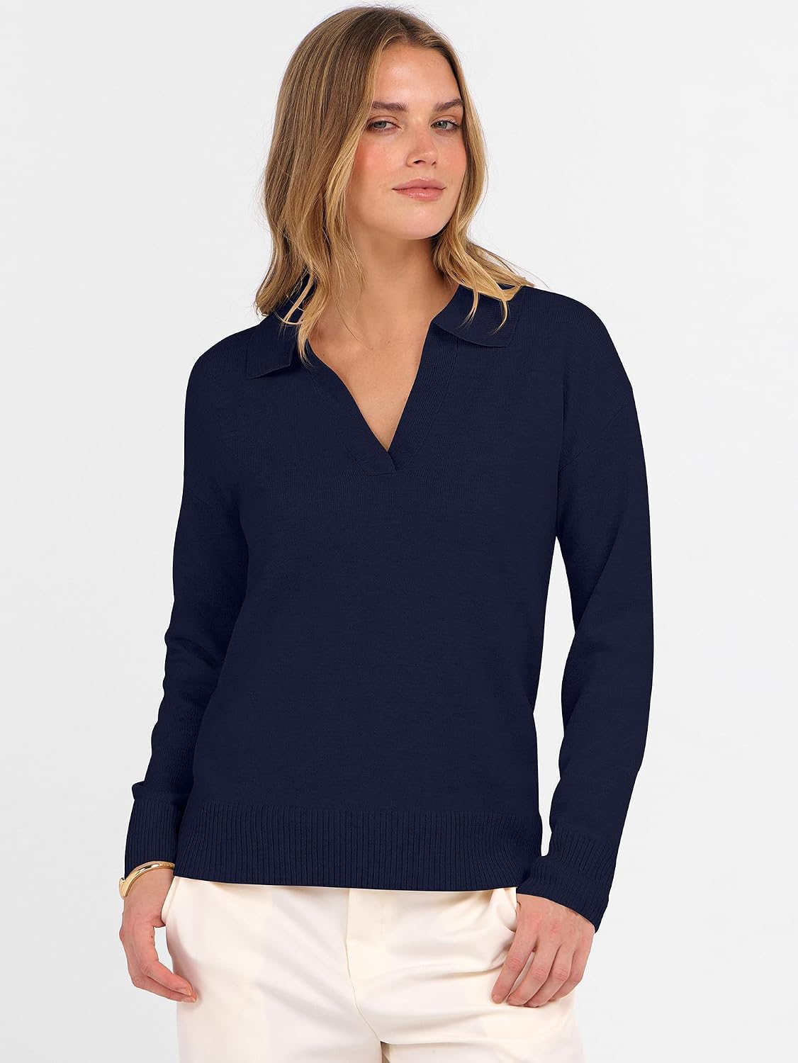 Thumbnail 1 de ANRABESS Womens Polo V-Neck Long Sleeve Sweater