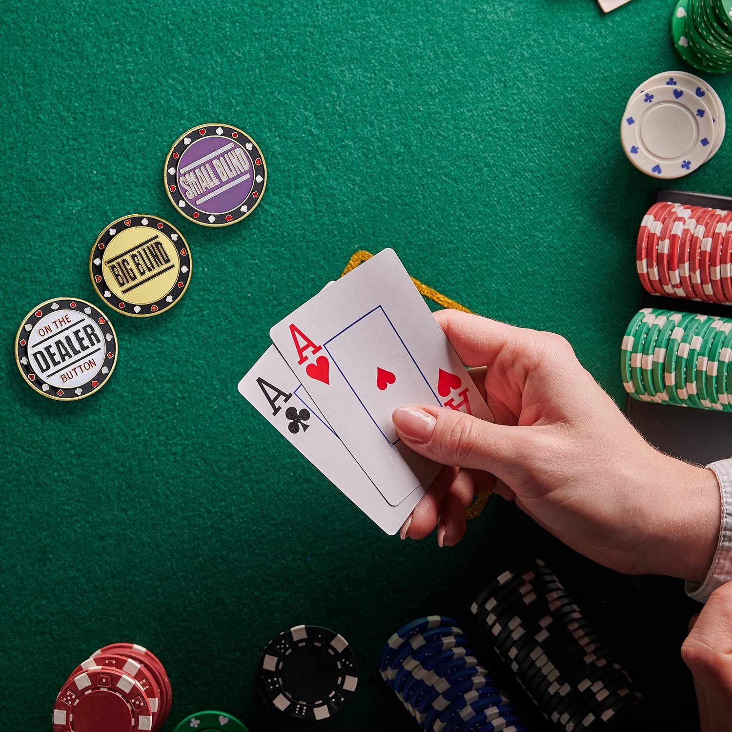 Detalle 1 de Relaxdays boutons de poker dorés Ø 4 cm
