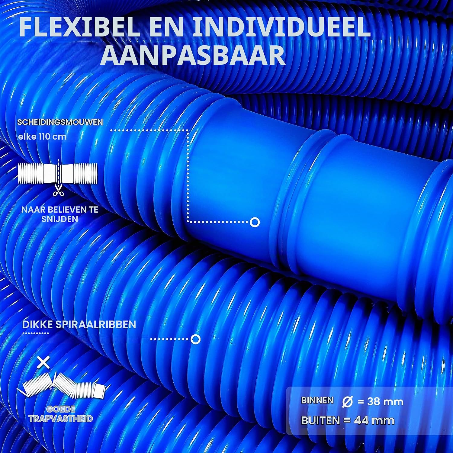 Thumbnail 6 de tillvex zwembadslang 6 m, Ø 32 mm, blauw, met geïntegreerde moffen