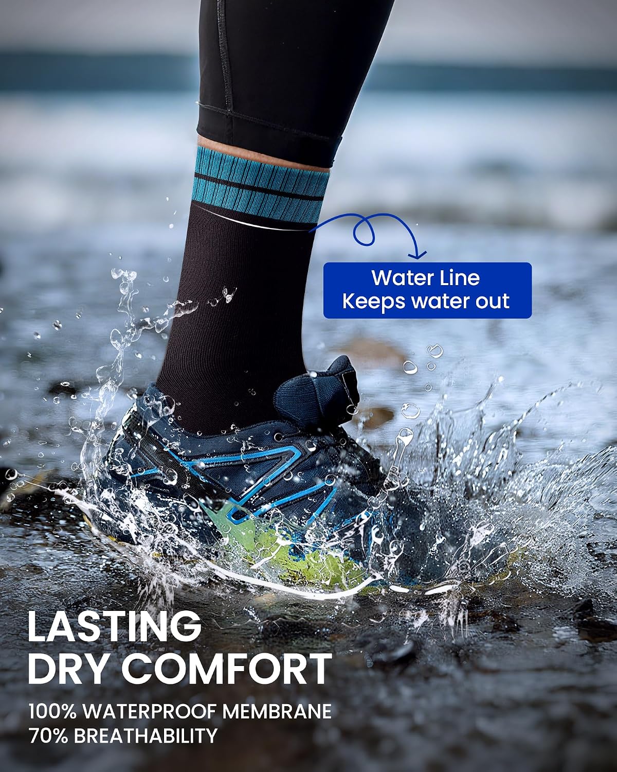 Thumbnail 4 de inaWarm Waterproof Socks for Men – breathable 3-layer hiking & walking crew socks for cold, wet weather