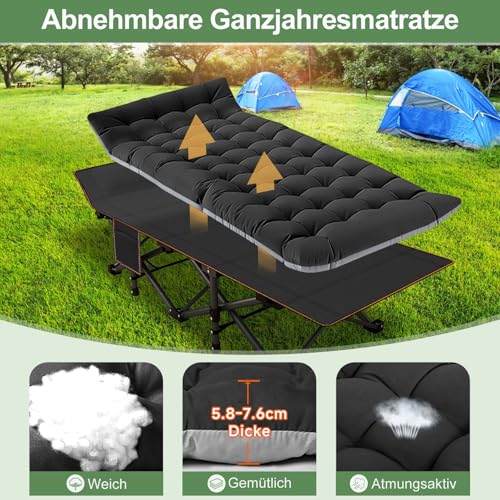 Detalle de Meulbaty Übergroßes Klappbett mit Matratze 198x81x46 cm – XXL Schwarz