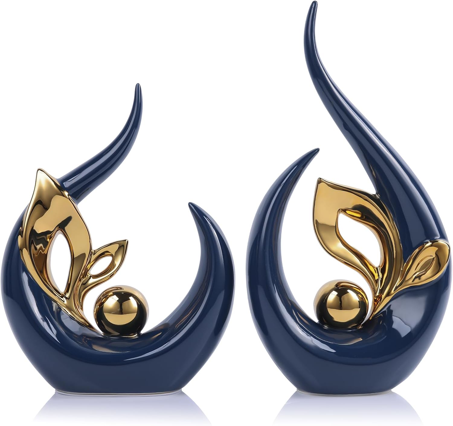Detalle de LCCCK 13" Blue and Gold Abstract Ceramic Sculpture