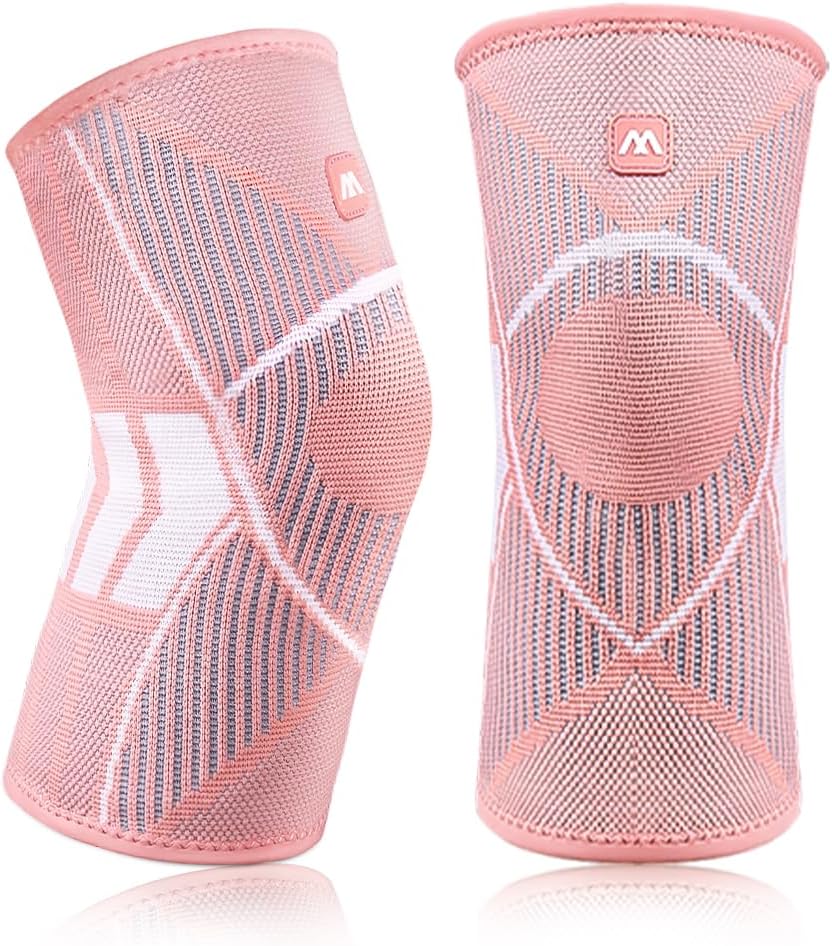 Detalle de Beugo 5341418 sportkniebrace, 2 stuks, roze maat L met siliconen grip