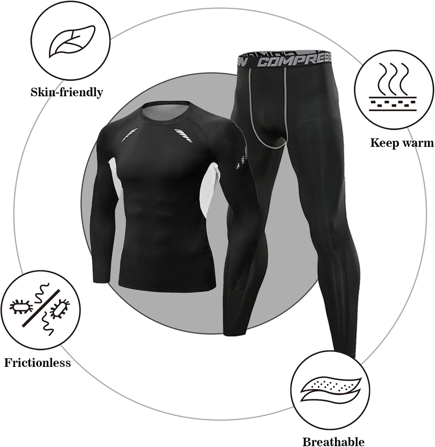 Detalle de Ensemble de sous-vêtement thermique homme Terecey : base layers respirants à séchage rapide