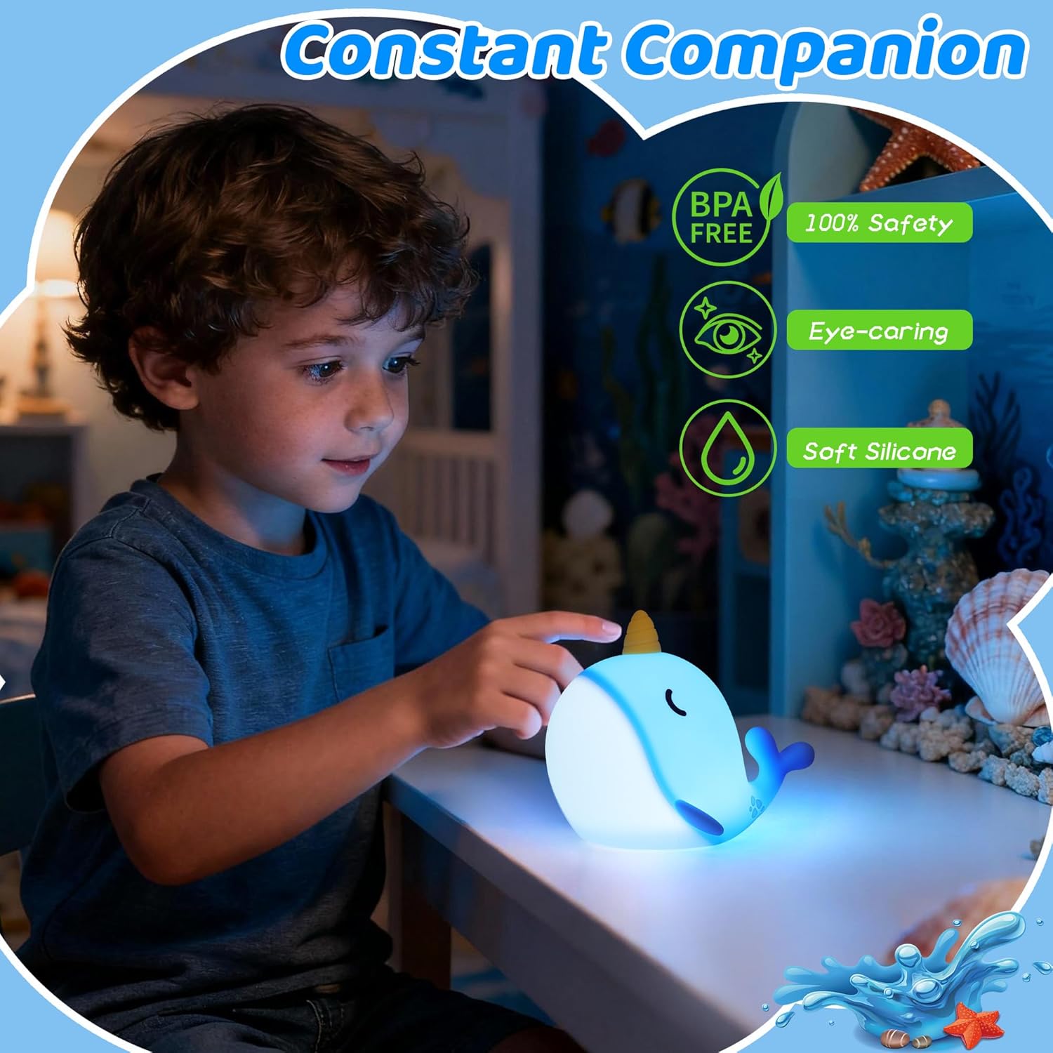 Thumbnail 3 de OkiyiD Narwhal Lamp Blue Night Light
