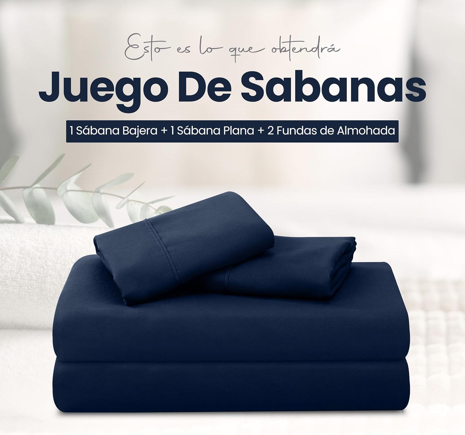 Thumbnail 2 de Utopia Bedding Juego de Sábanas 150x200 Azul marino