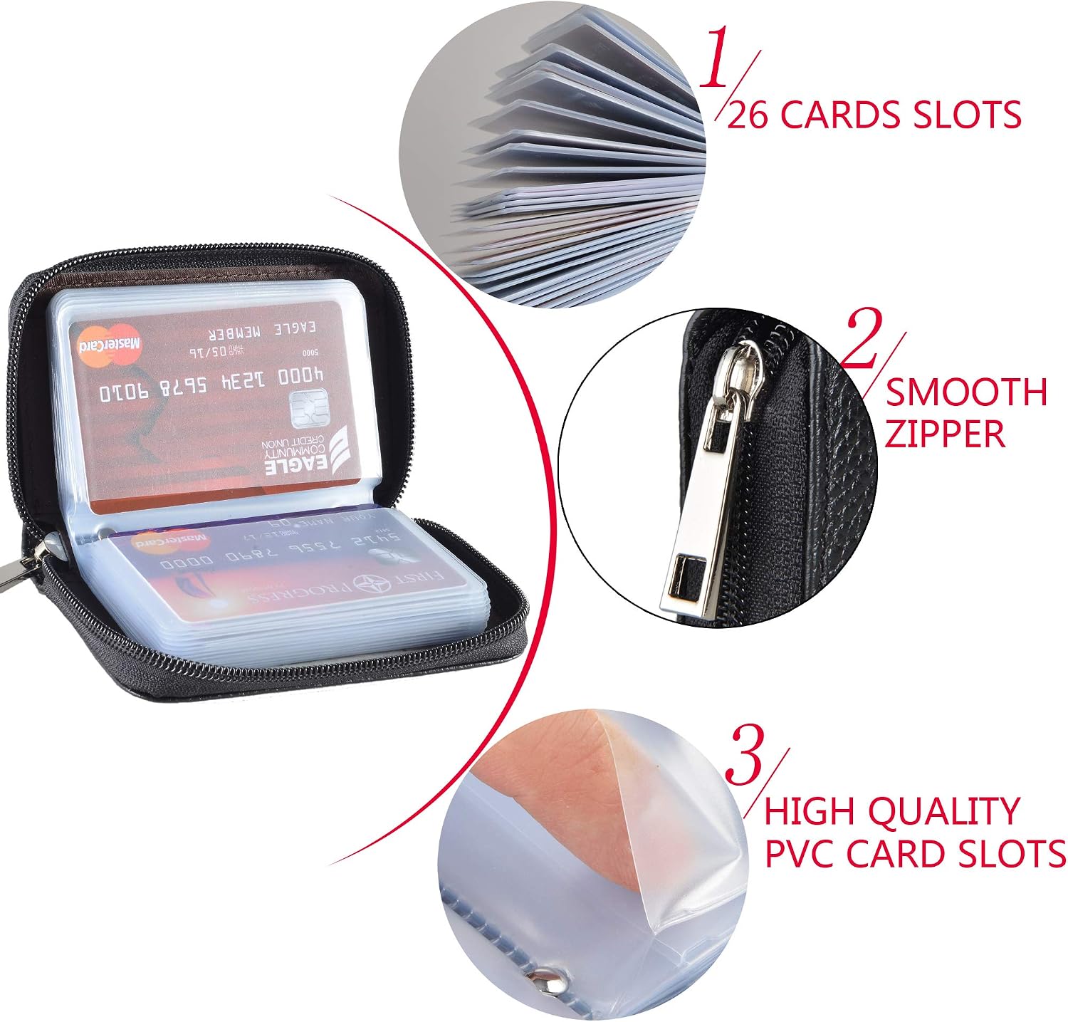 Thumbnail 6 de Easyoulife Leather Card Holder with 26 Card Slots