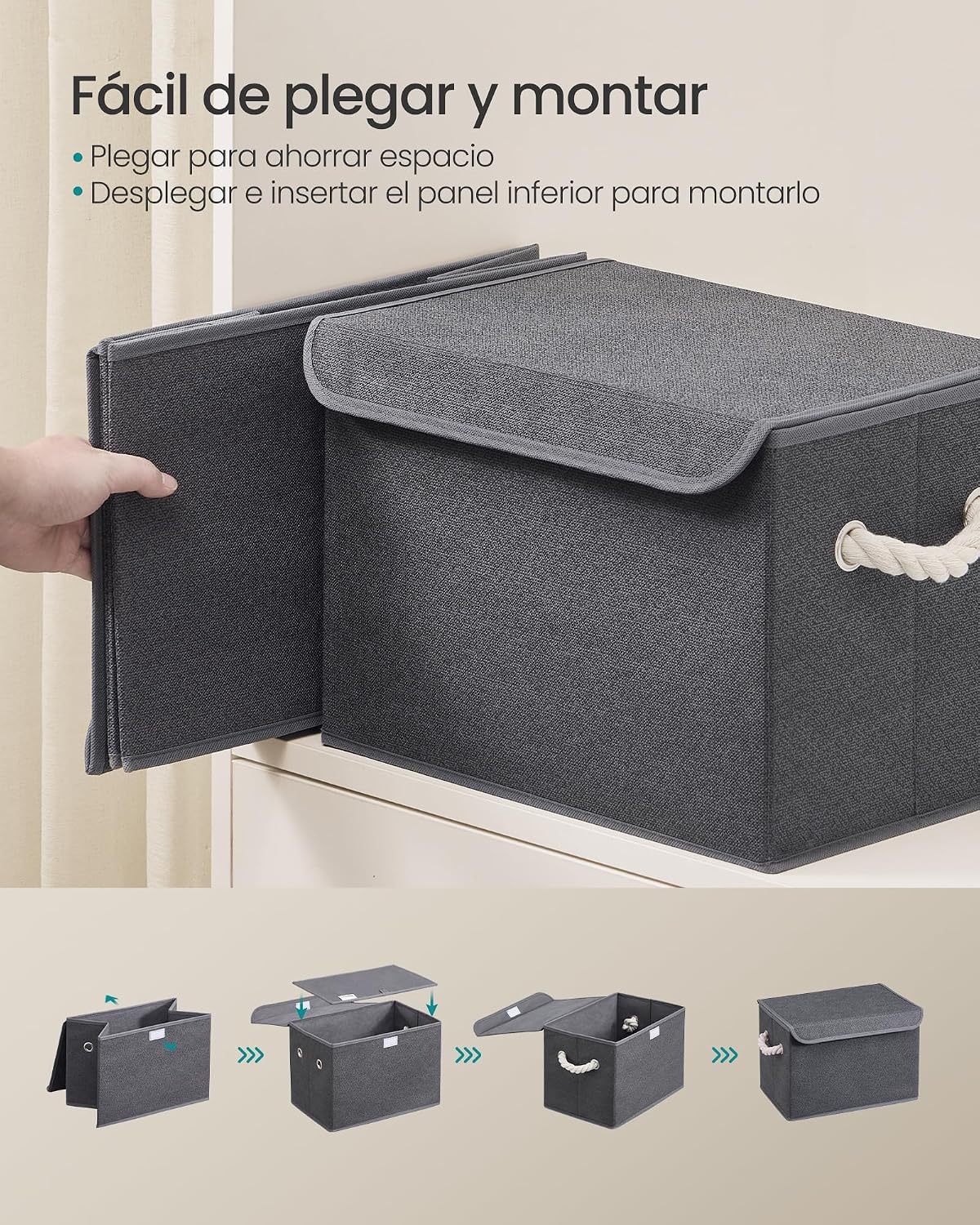 Thumbnail 4 de SONGMICS RFB013GZ01 caja plegable 38 x 25 x 25 cm