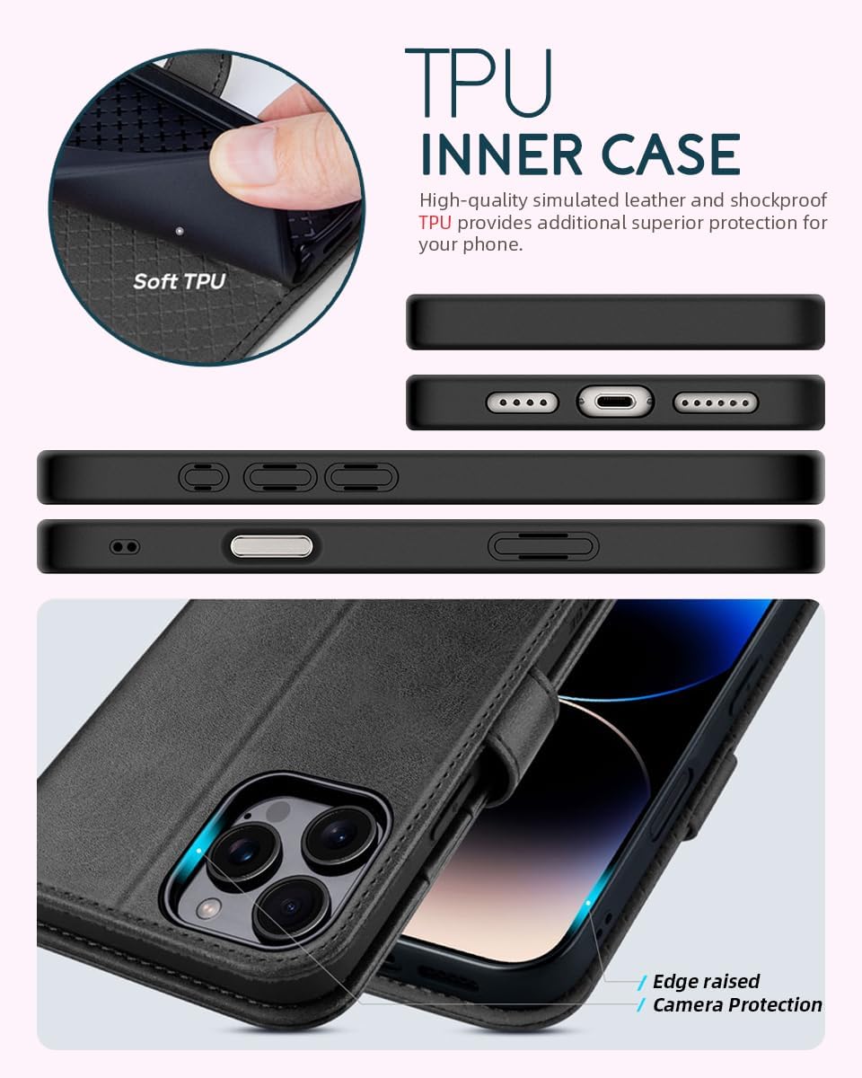 Thumbnail 5 de OCASE iPhone 16 Pro Max Hülle mit Handykette – Leder, RFID-Schutz und Kickstand