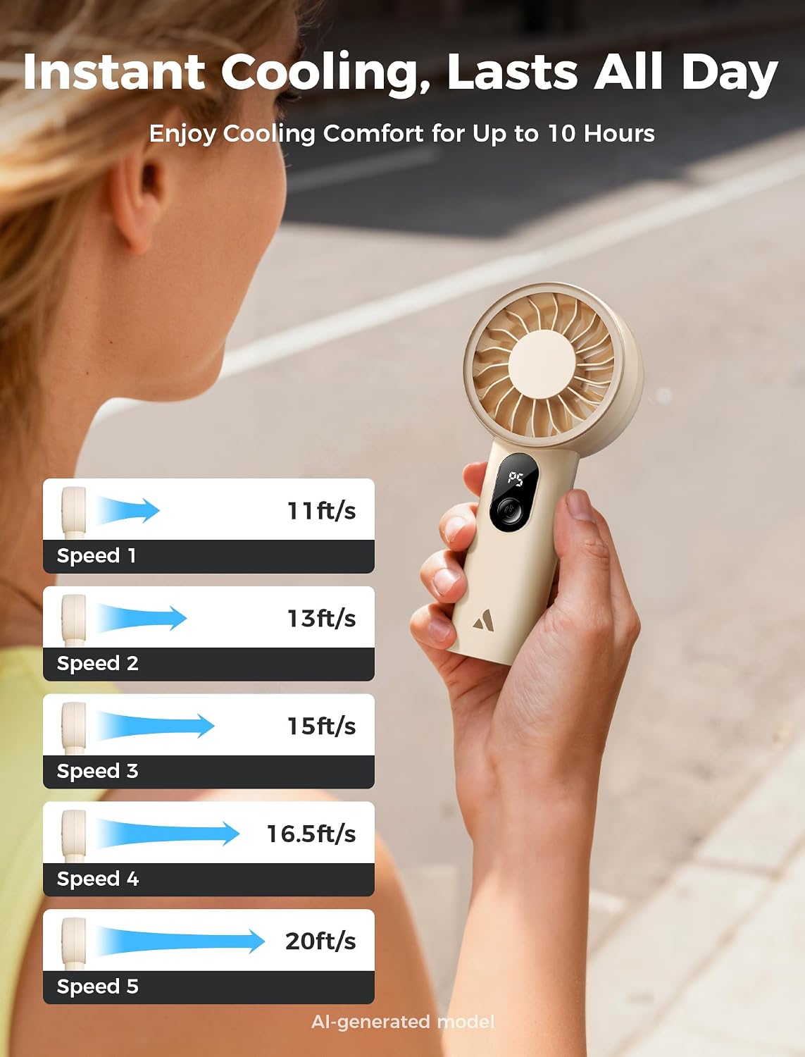 Detalle 2 de Aecooly Mighty Portable Fan: Compact Power for On-the-Go Cooling