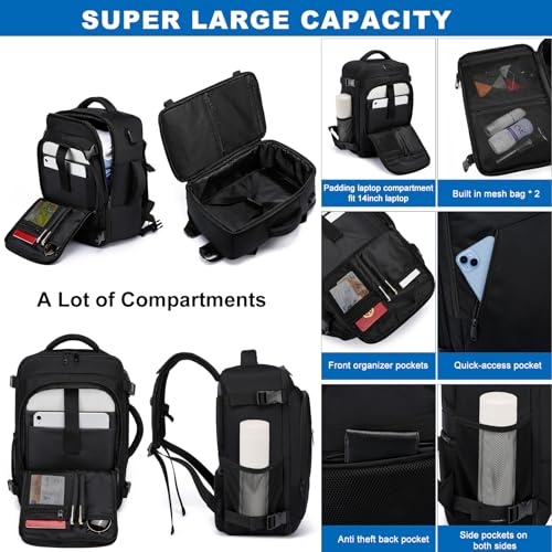 Detalle de Bagage Cabine 40x20x25 pour Ryanair — Sac à Dos WENIG 20 L avec port USB et compartiment pour ordinateur 14 pouces