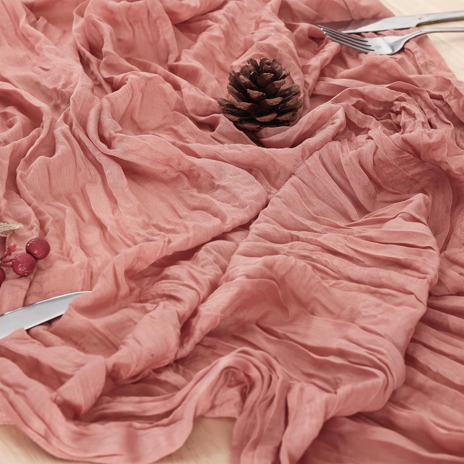 Detalle de 8 Pack Dusty Pink Cheesecloth Table Runner 120 Inch (10 Ft) – Gauze Cloth for Wedding, Baby Shower, Boho Decor