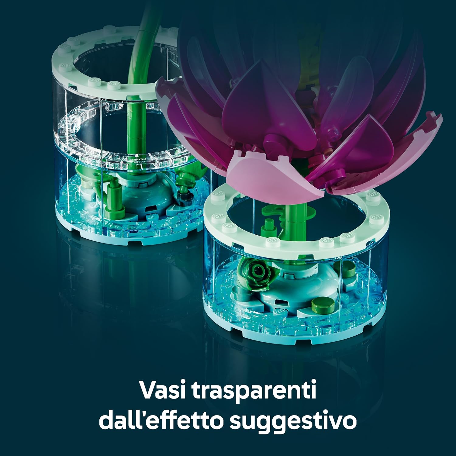 Detalle de LEGO Botanicals Ninfee - Set di Piante Artificiali con Fiori Finti in 2 Vasi Trasparenti (11511)