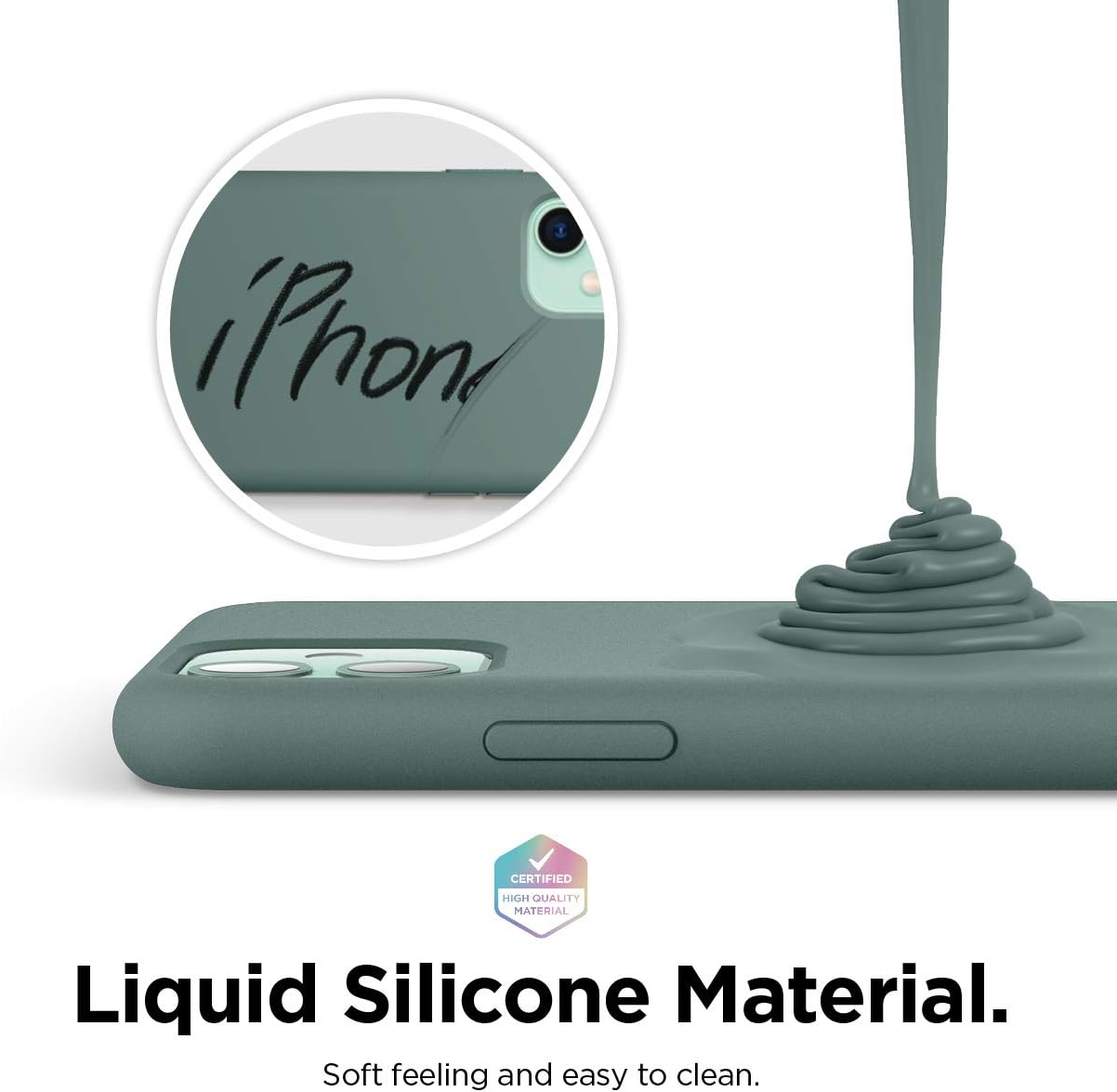 Detalle de elago Coque en silicone liquide pour iPhone 11 (6,1") – protection 360° microfibre et lèvre surélevée (rouge)