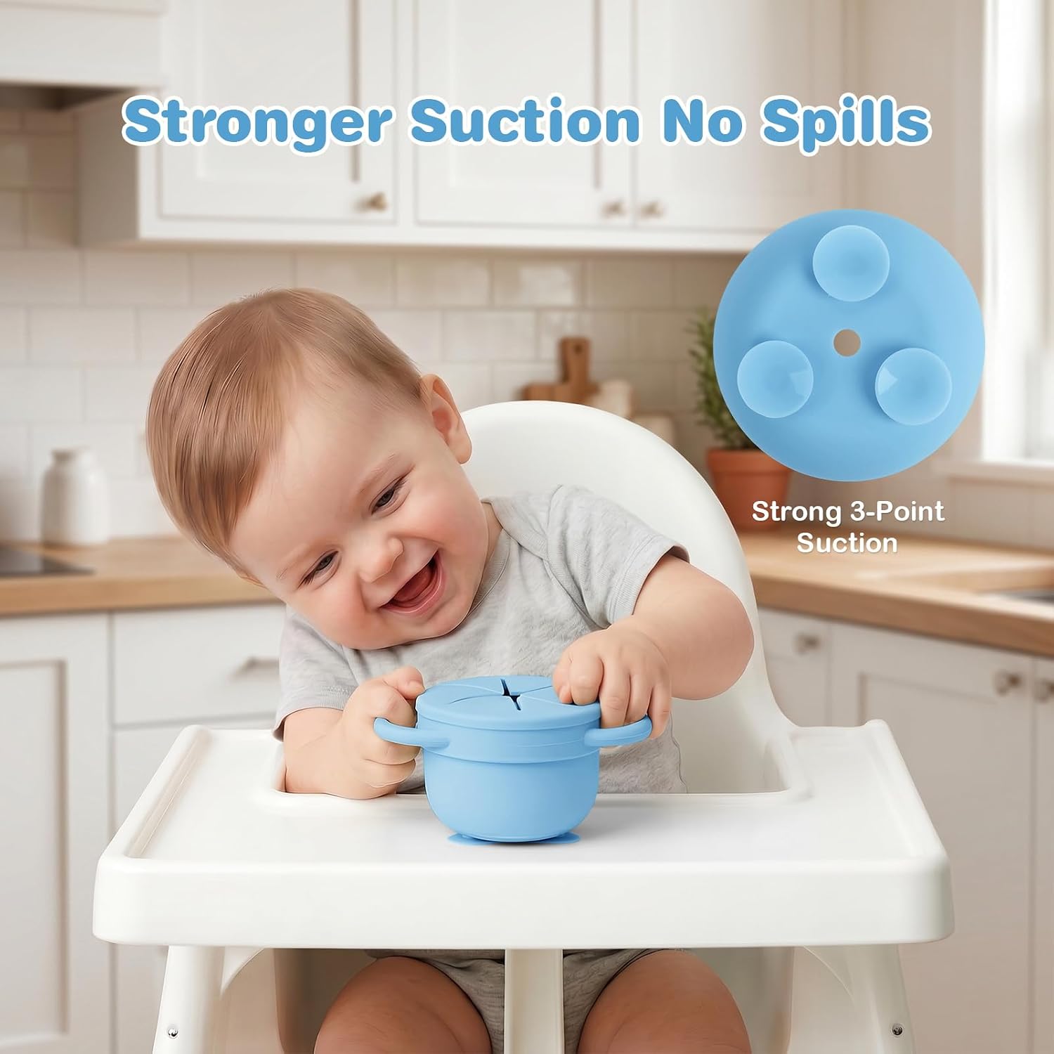 Detalle 2 de Daximo Toddler Snack Cups, 2-Pack with Suction Bases, Stainless Steel and Silicone