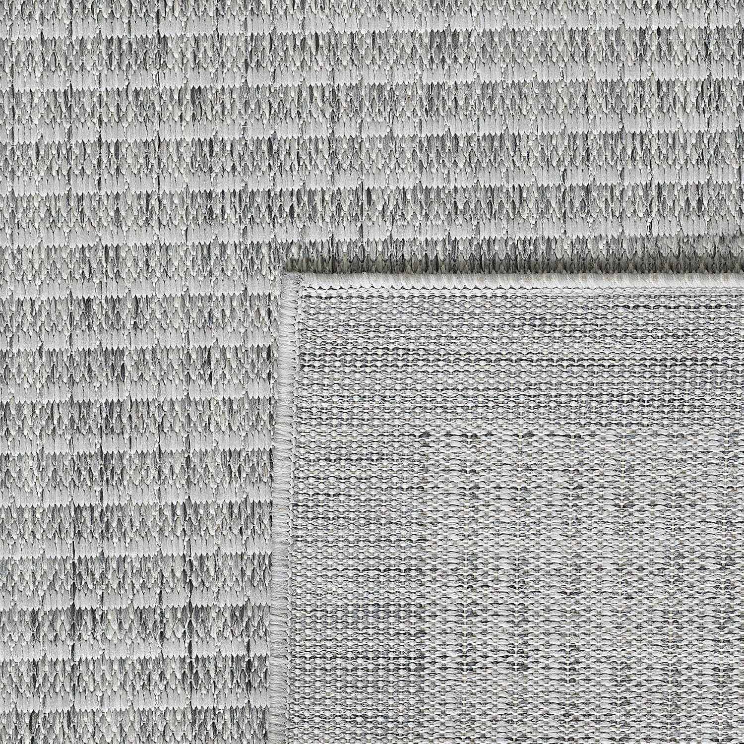 Detalle de SIMPEX Outdoor Teppich 240 x 340 cm – Wetterfestes Flachgewebe mit Sisal-Look, Grau