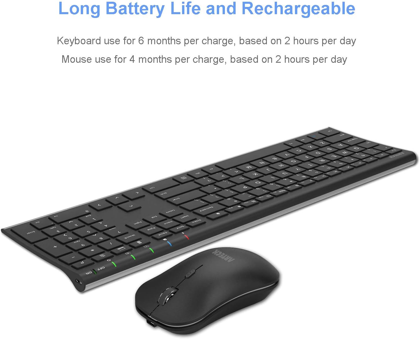 Thumbnail 4 de Arteck HW192 wireless keyboard combo 6mo battery