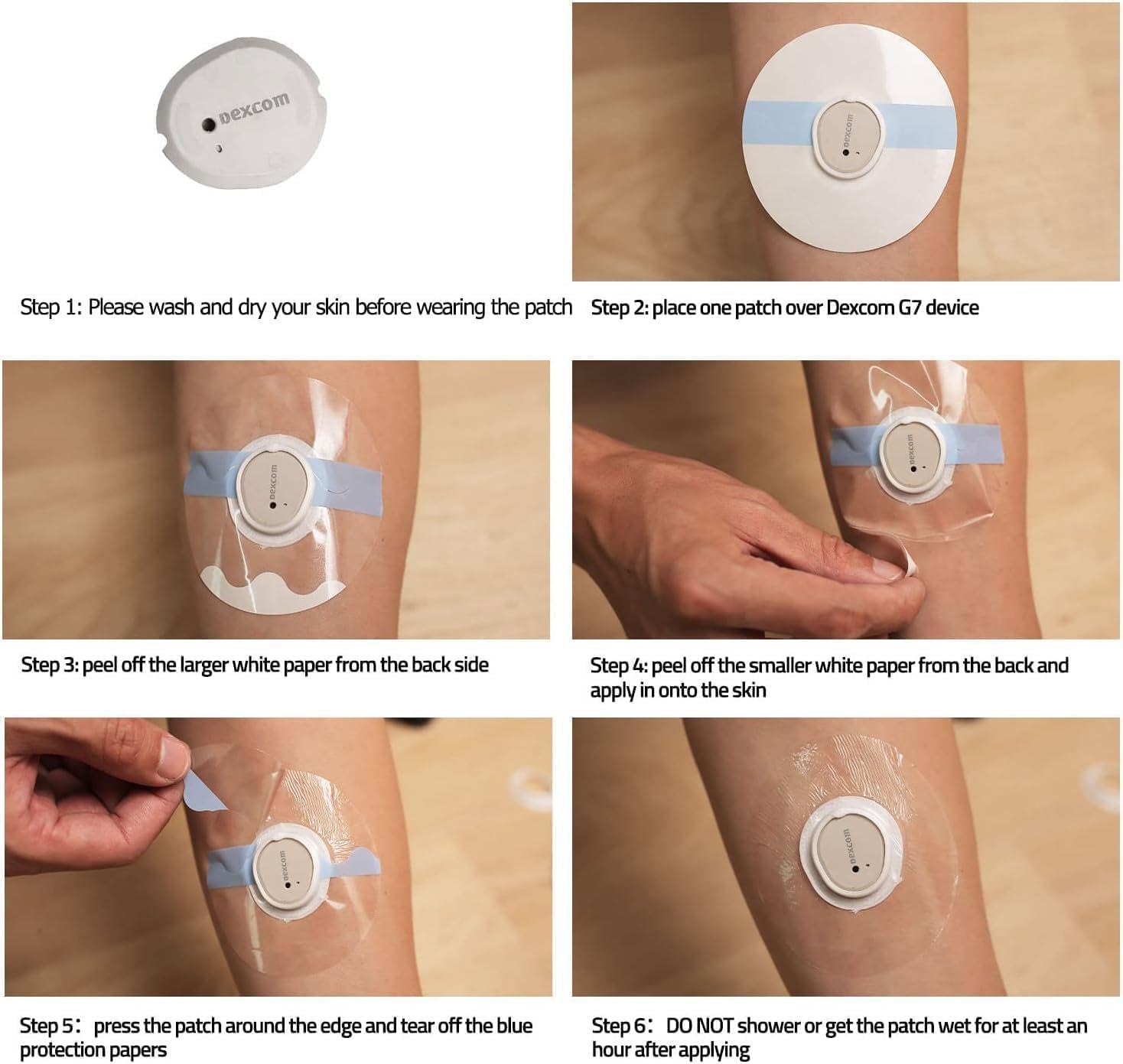 Detalle 2 de GTAGKOMMEN Dexcom G7-55 sensorplåster, transparenta och vattentäta, 55-pack
