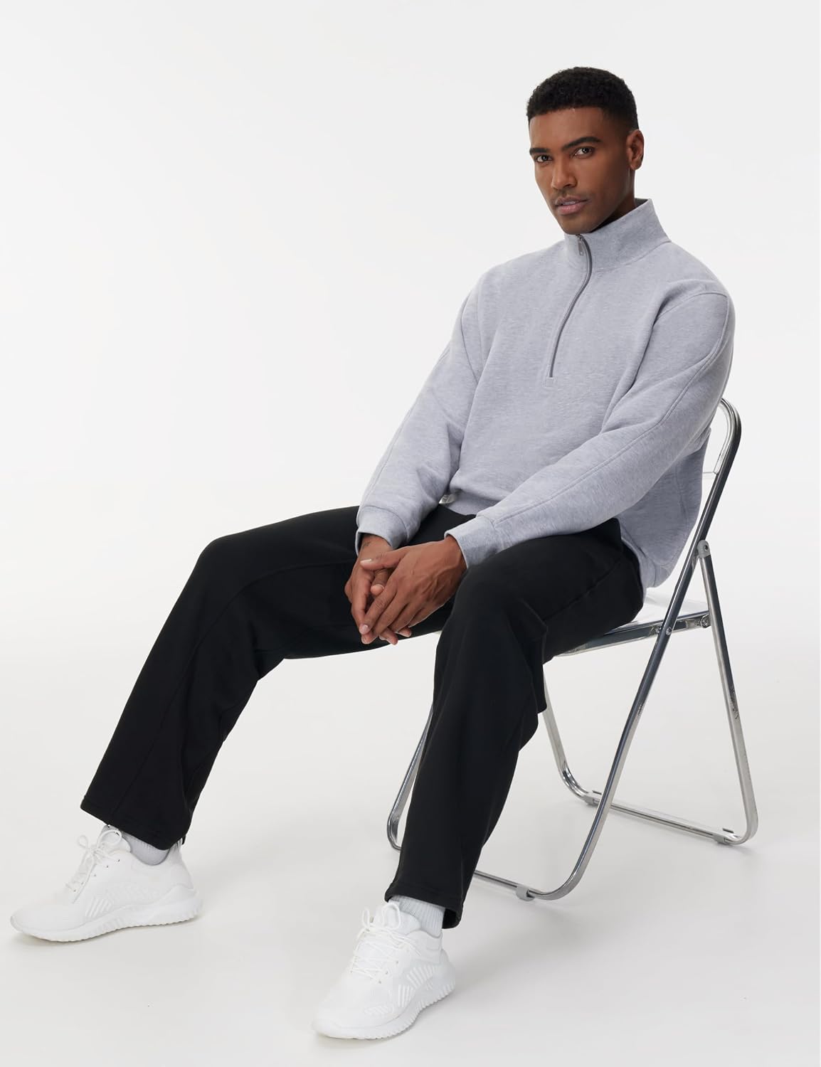 Thumbnail 5 de THE GYM PEOPLE Men's Fleece Joggers, Straight-Leg Open Bottom, 3 Pockets