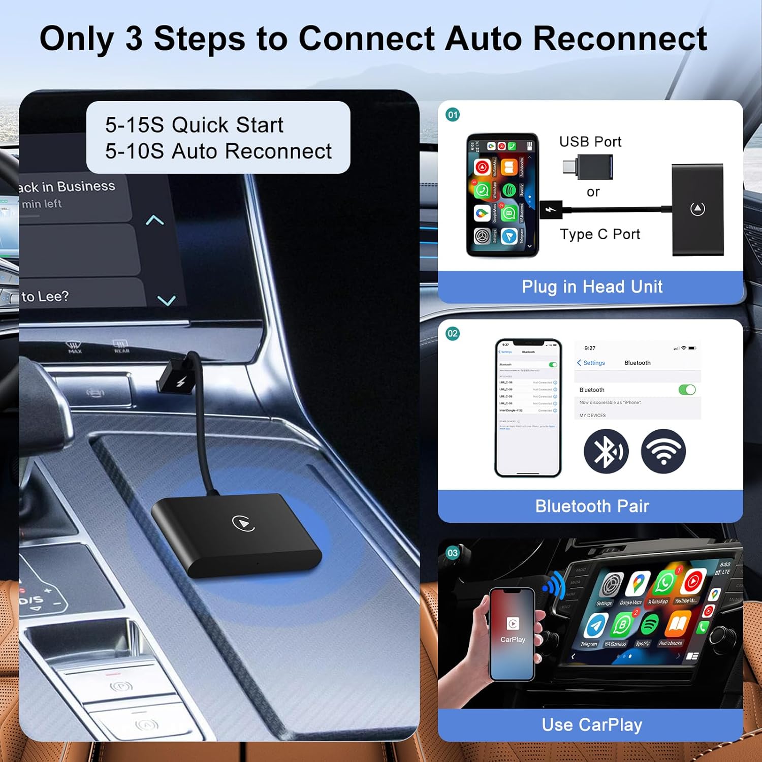 Detalle de UWECAN CarPlay Wireless Adapter for iPhone