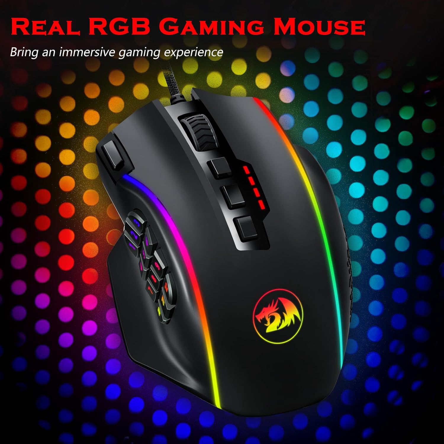Thumbnail 4 de Redragon MMO Gaming Mouse UP M901K: 12400 DPI, 19 Macro Buttons, 12 Side Buttons, Weight Tuning