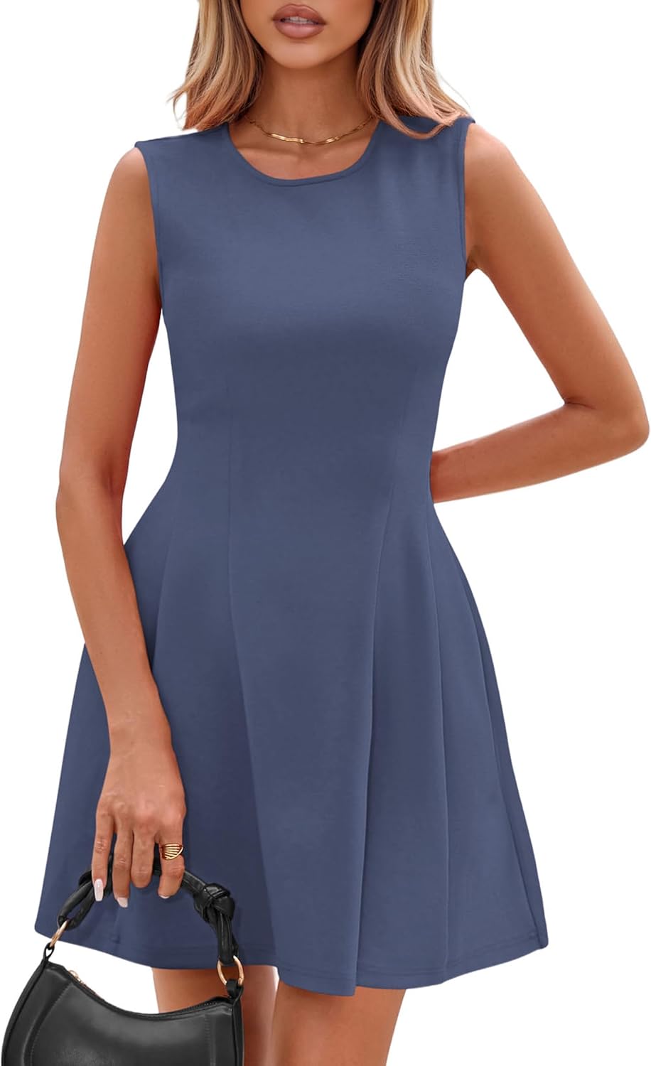 Detalle 1 de PRETTYGARDEN Sleeveless A-Line Mini Dress with Round Neckline