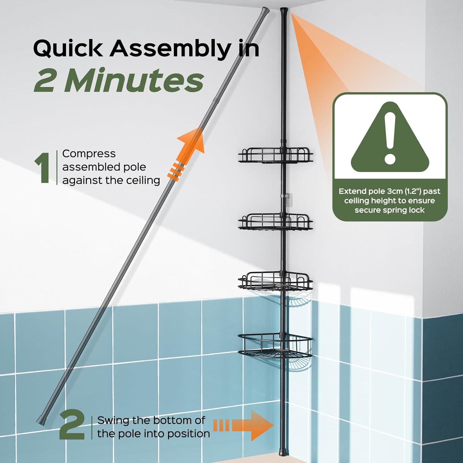Thumbnail 5 de HAMITOR 4-Tier Tension Shower Caddy