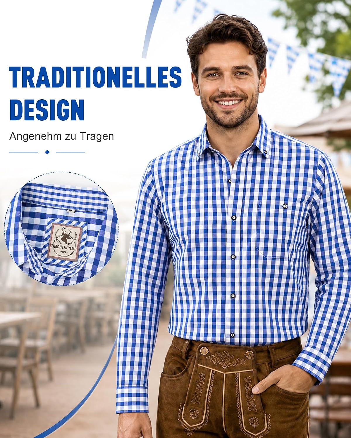 Thumbnail 3 de Effeet Trachtenhemd Herren Kariert Oktoberfest Langarm Hemd