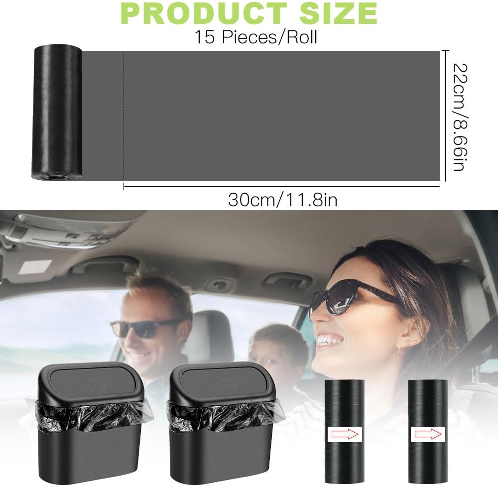 Detalle de URAQT mini-afvalzakken voor de auto, zwart en scheurbestendig, 6 rollen