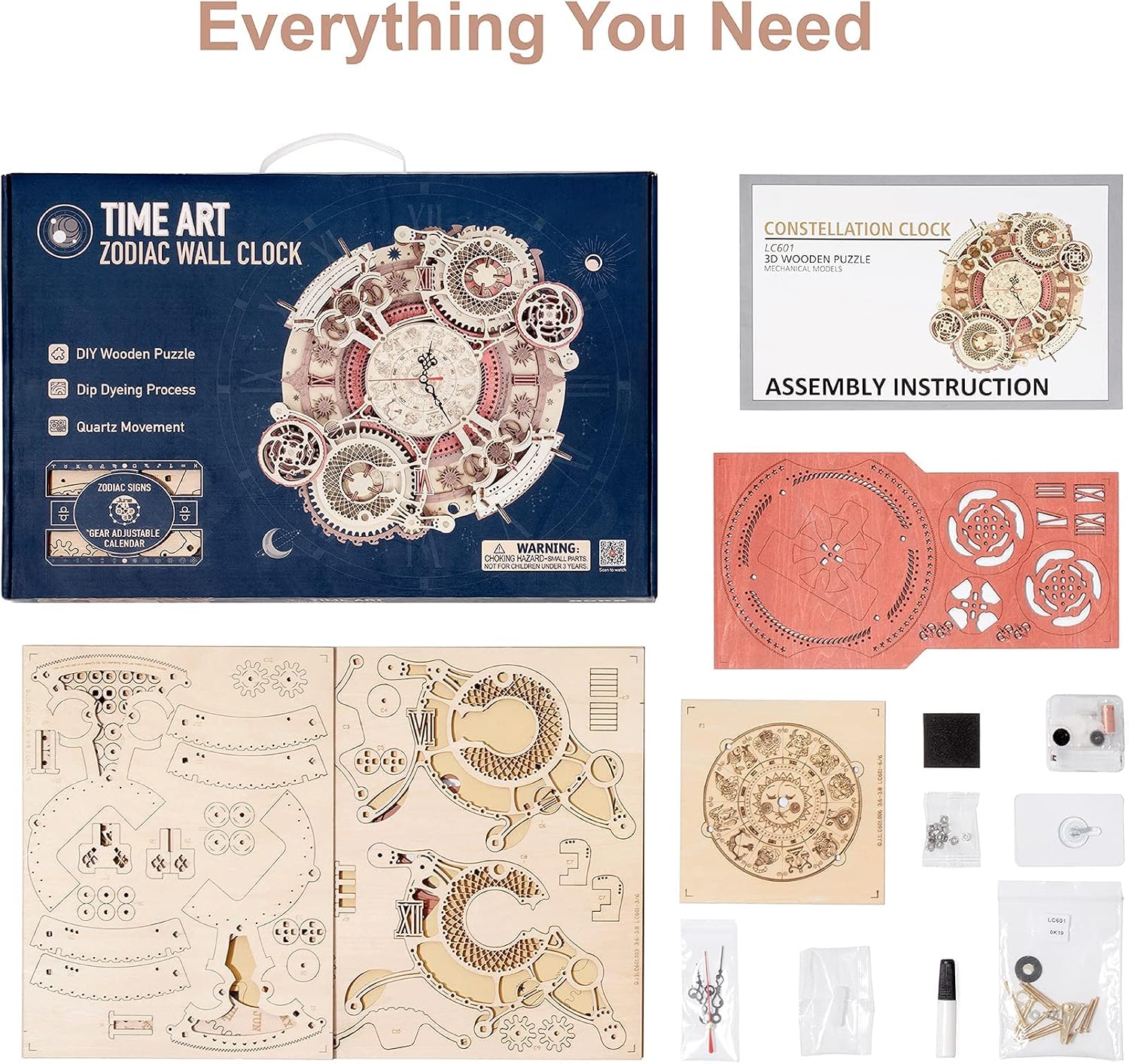 Thumbnail 6 de Puzzle 3D en bois ROBOTIME : horloge murale steampunk à construire