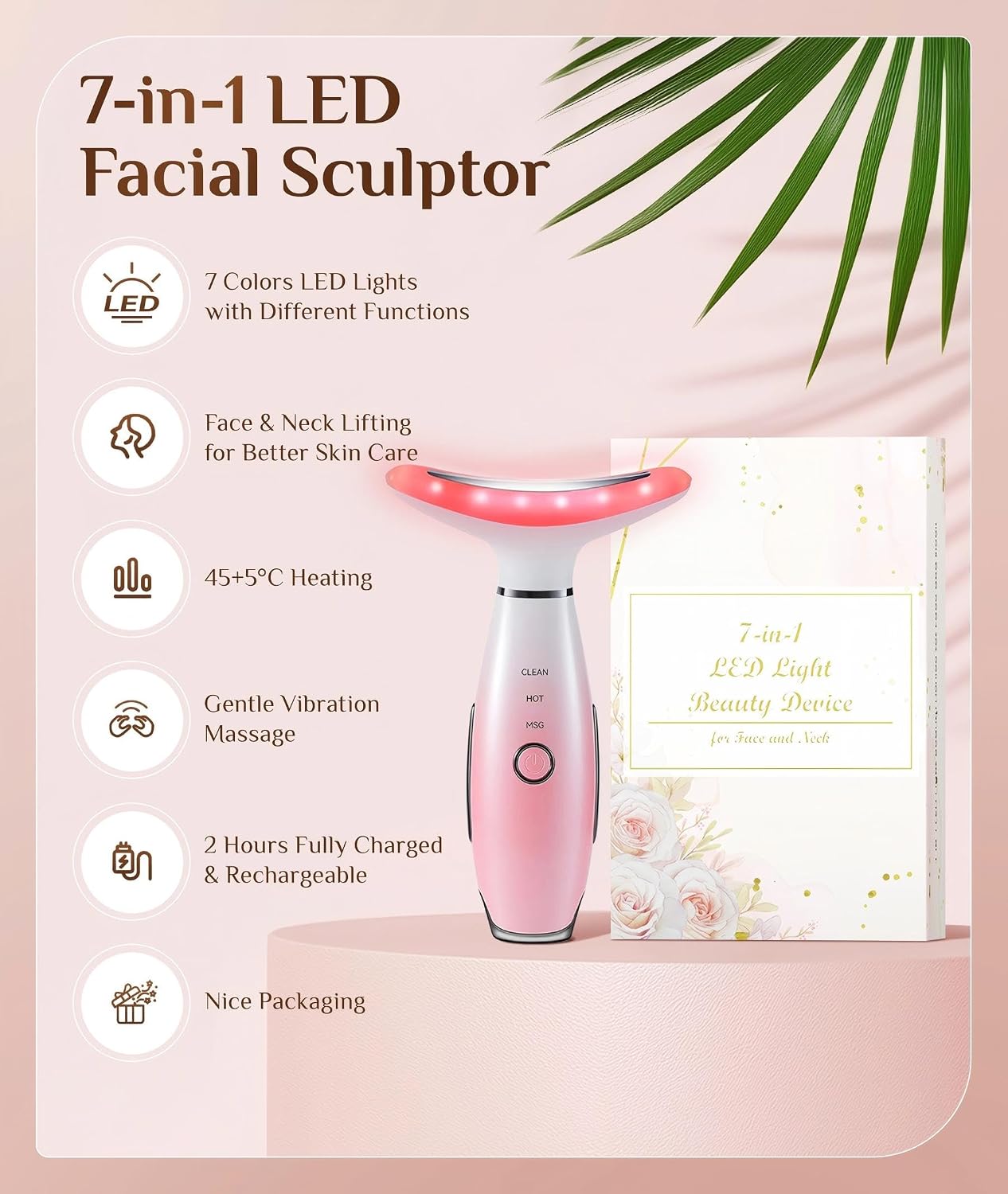 Thumbnail 2 de Dopsikn AM-8003 7-Color Galvanic Facial Massager with Heat and Vibration