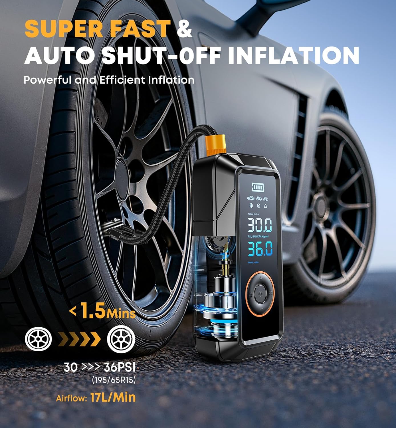 Detalle de Tire Inflator Portable Air Compressor 12V