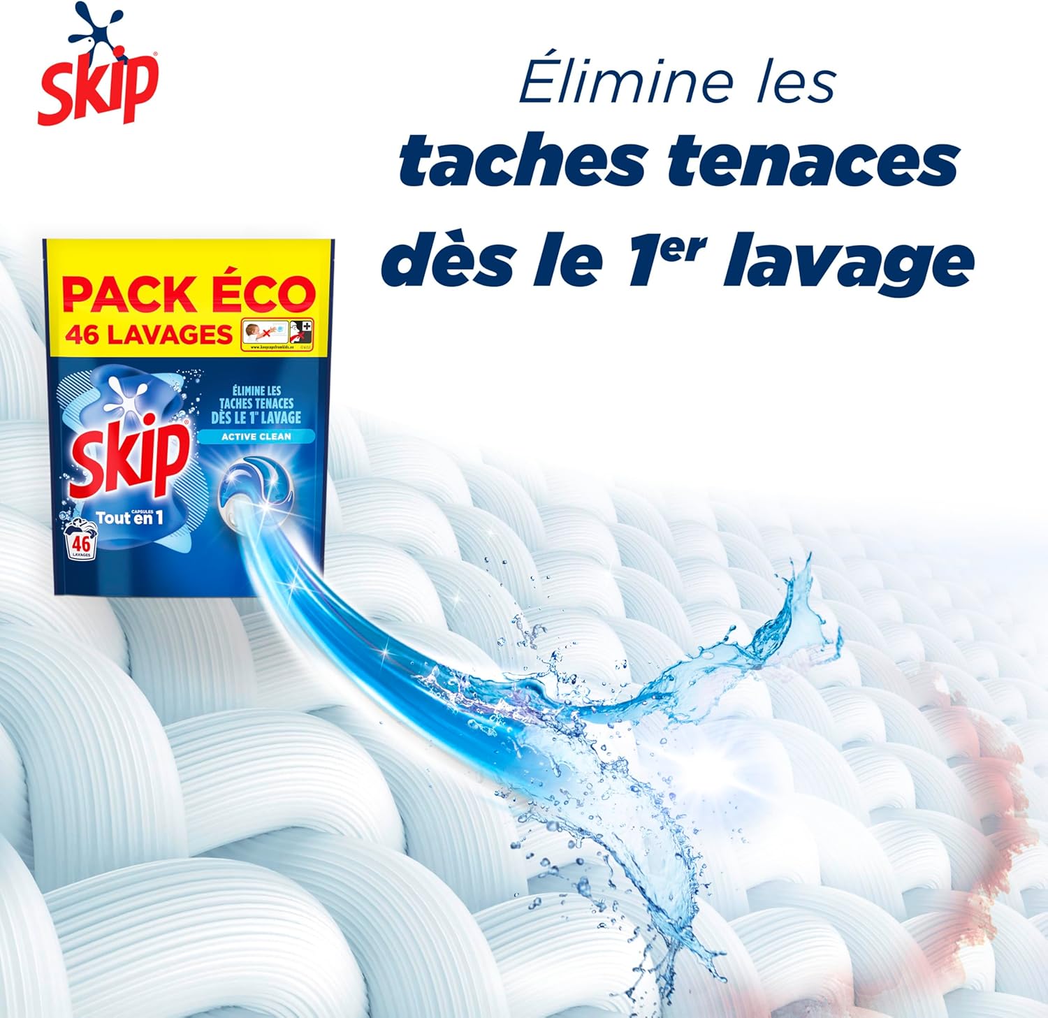 Thumbnail 5 de Skip Capsule Lessive Tout en 1 Active Clean – Élimine les taches dès le premier lavage (38 lavages)